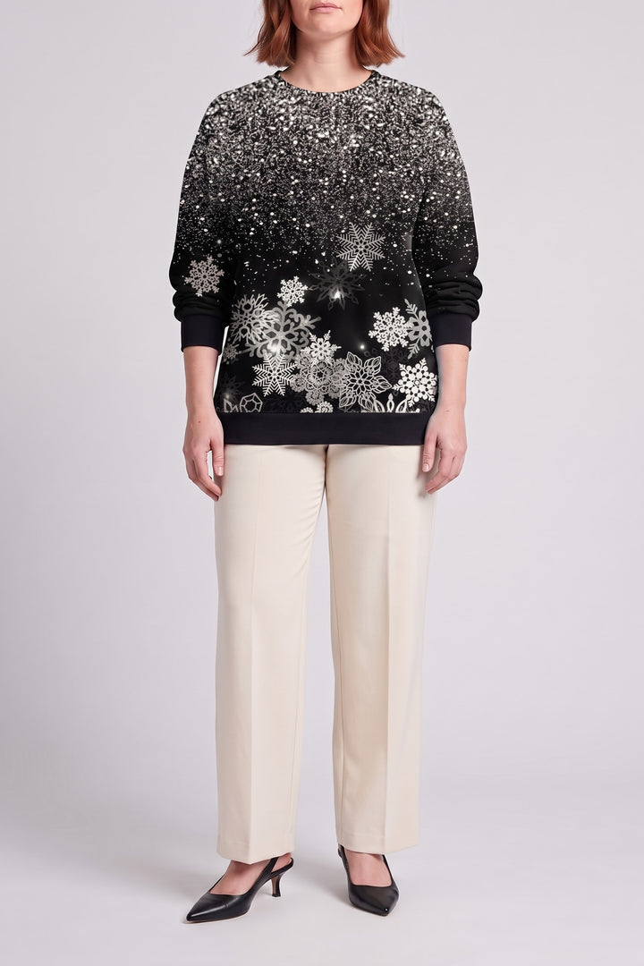 Pull de Noël effet pailleté argent pailleté, vue de face