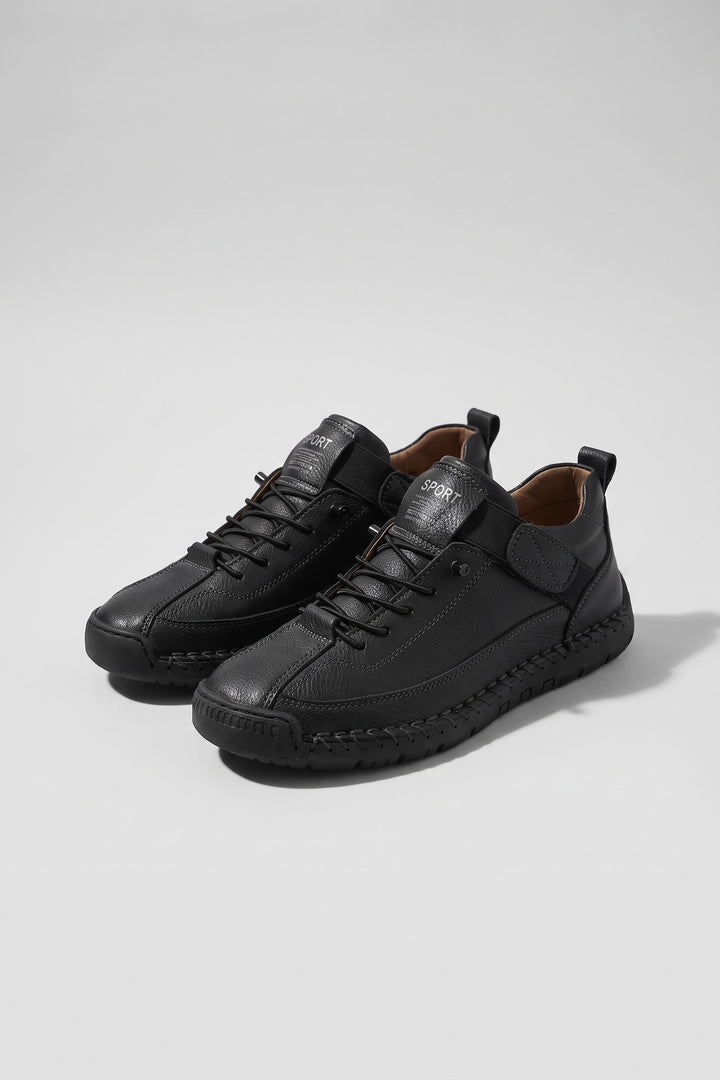 Baskets coutures apparentes noir, vue de face