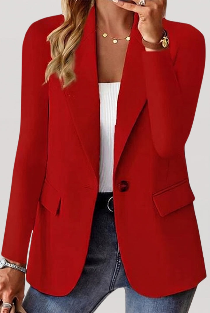 Blazer à bouton doré rouge, vue de face