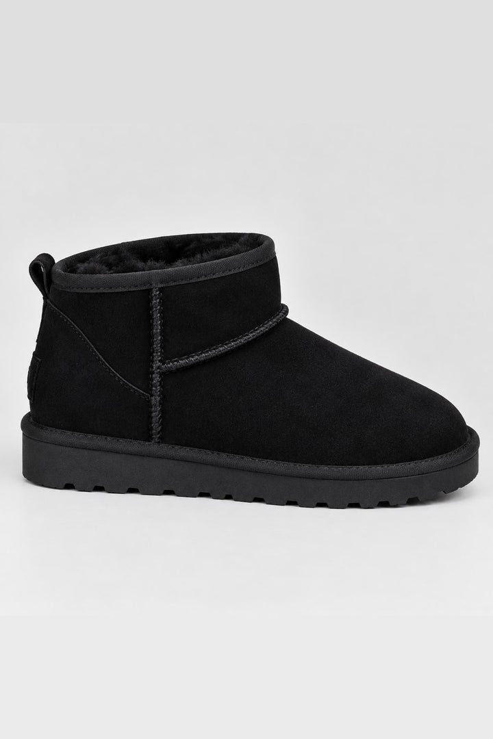 Bottines fourrées tige ultra-courte noir, vue de face