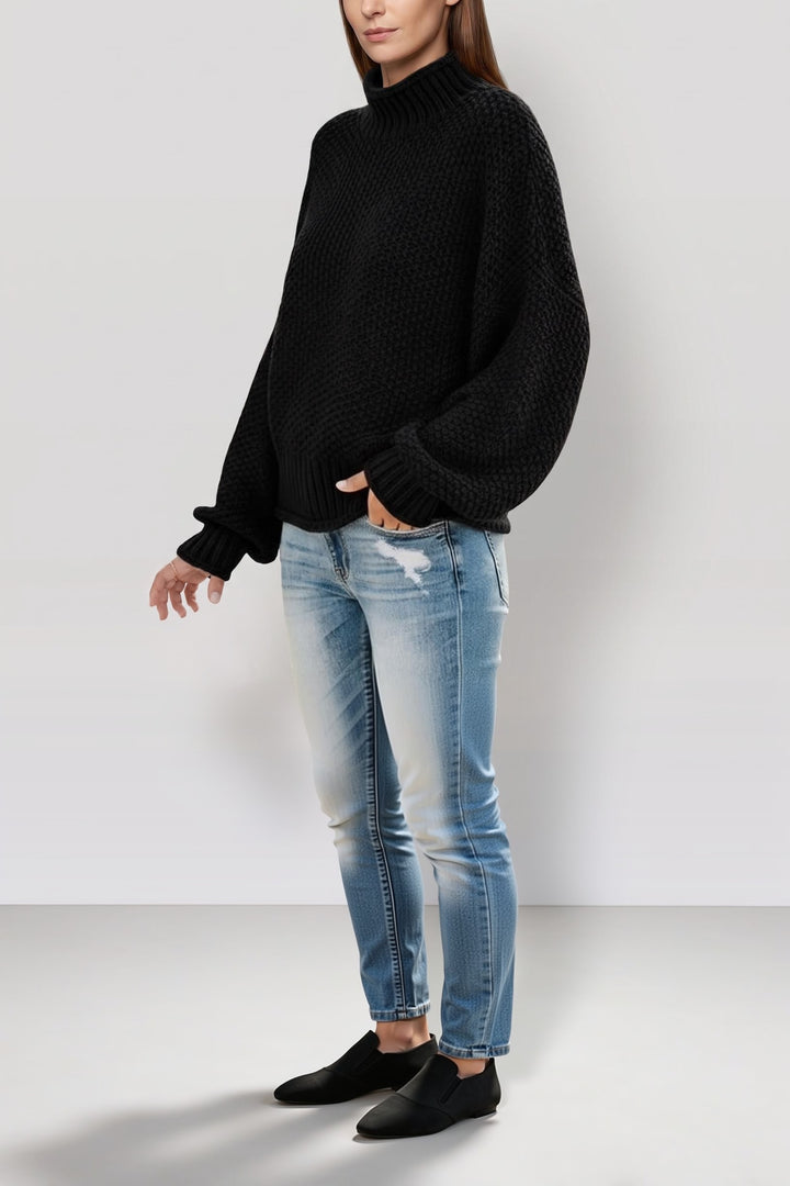 Pull col montant maille nid d&