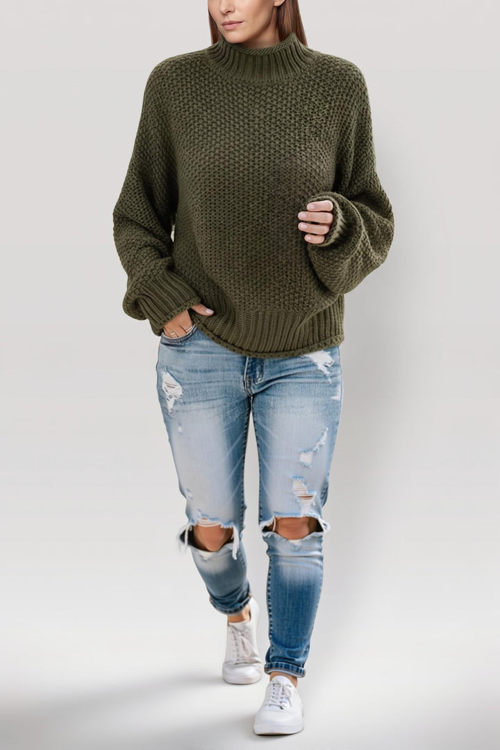 Pull col montant maille nid d&