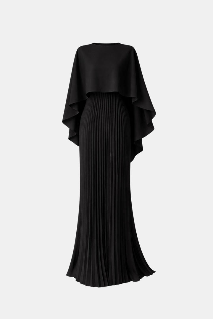 Robe Longue Plissée Femme Effet Cape - Belyne