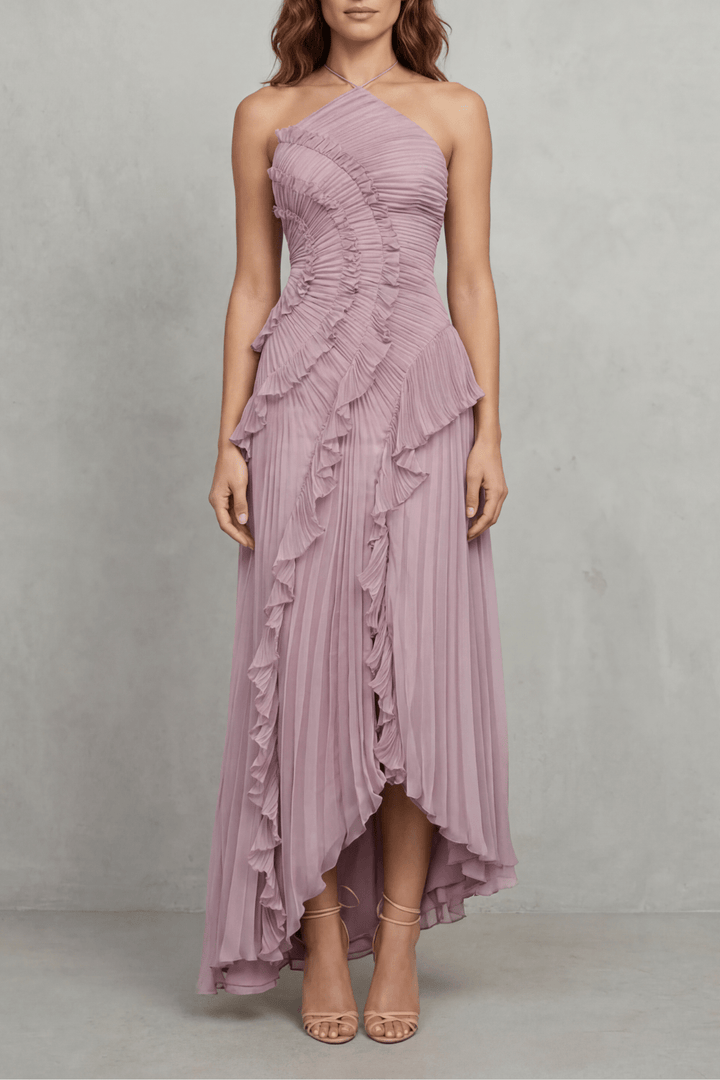 Robe Midi Plissée Femme Une Épaule - Belyne