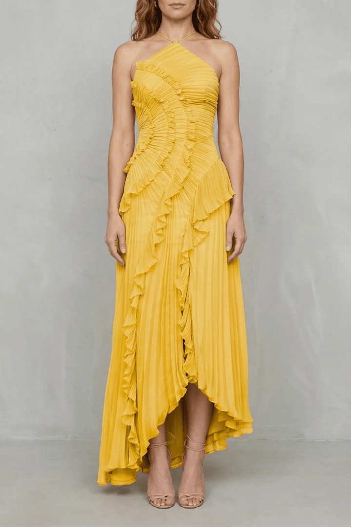 Robe Midi Plissée Femme Une Épaule - Belyne