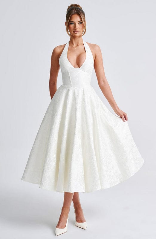 Robe Midi Trapèze Femme Col Halter - Belyne