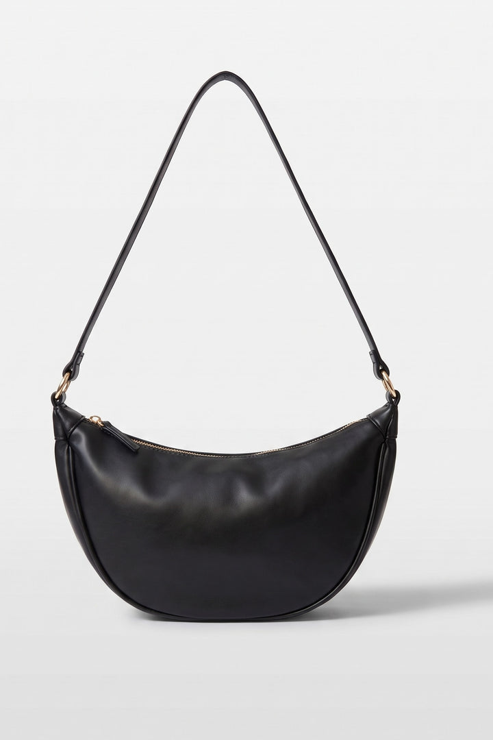 Sac bandoulière demi-lune noir, vue de face