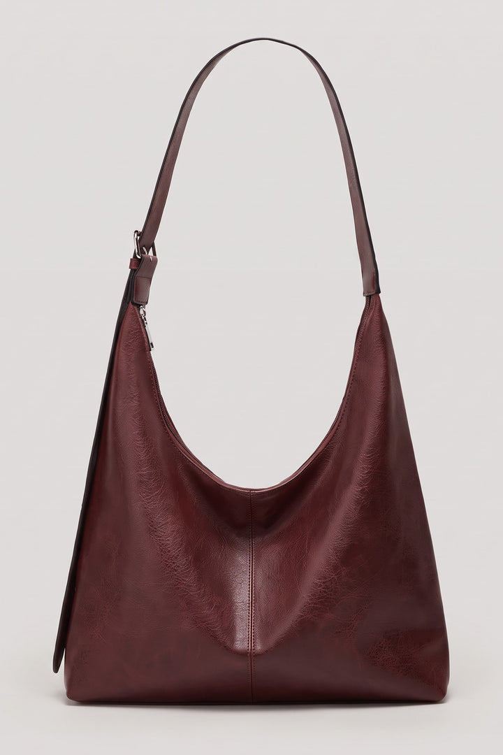 Sac hobo anse réglable bordeaux, vue de face