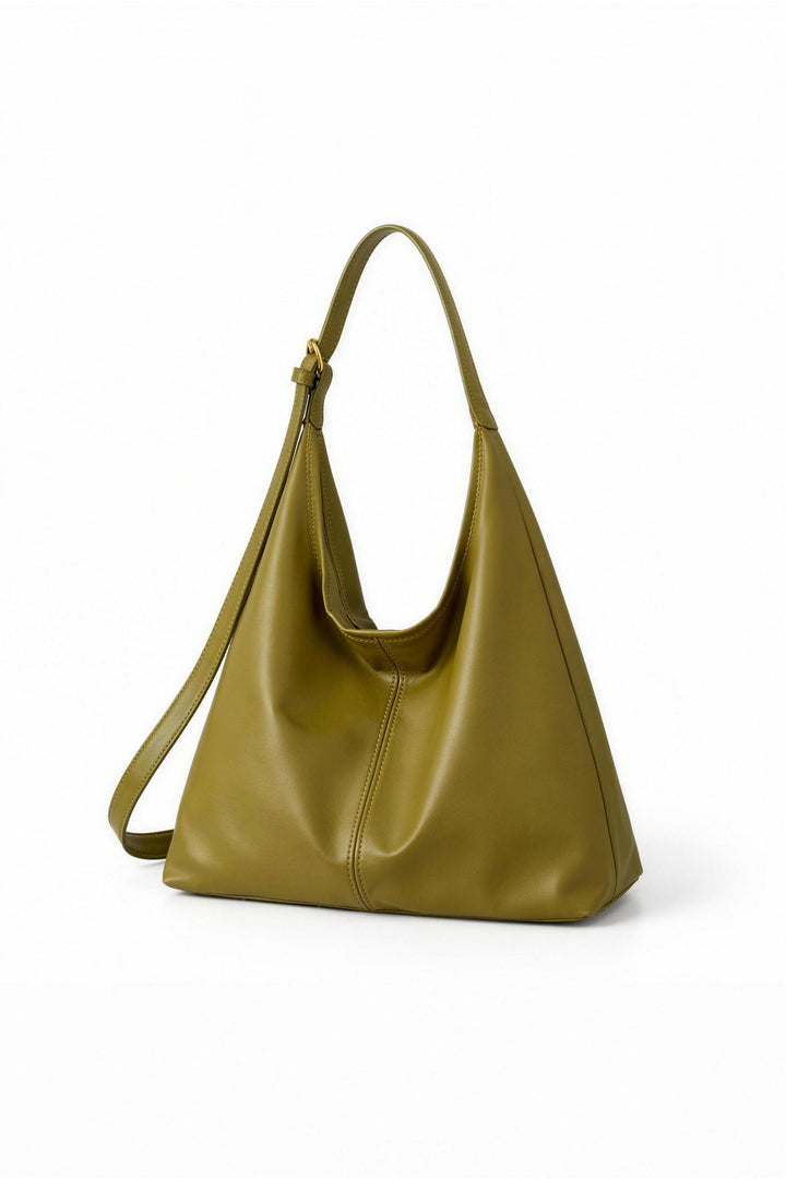 Sac hobo oversize à boucle dorée vert olive, vue de face